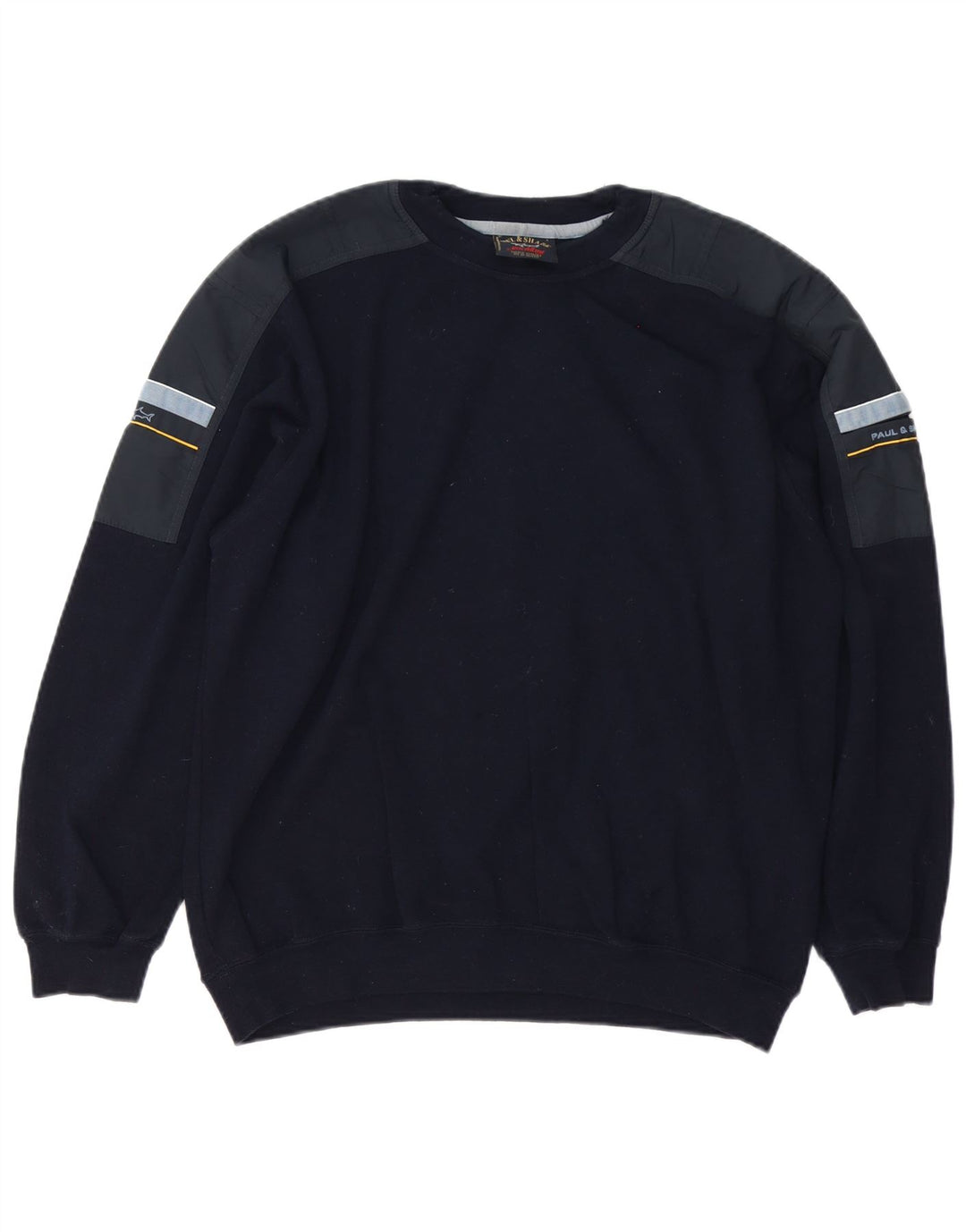 Paul & Shark Mens Crew Neck Jumper Sweater Large Navy Blue Colourblock