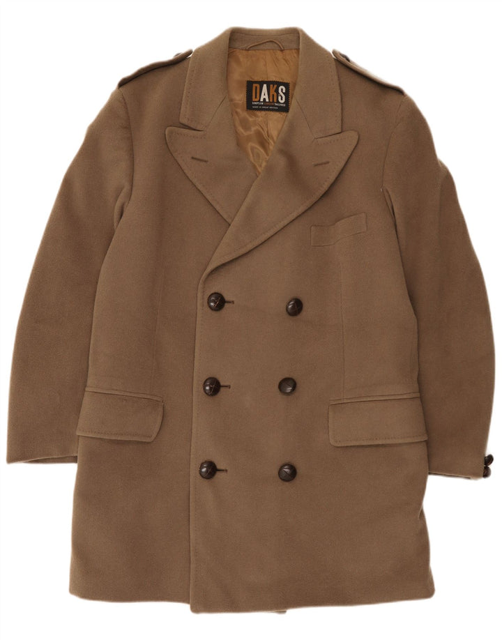 Dack's Mens Military Double Breasted Coat UK 42 XL Brown Virgin Wool
