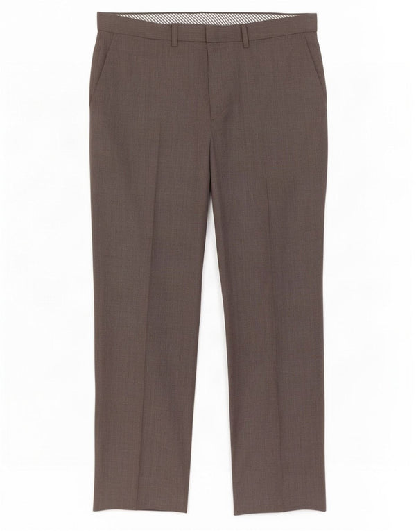 Marks & Spencer Mens Straight Suit Trousers W36 L31 Brown Wool