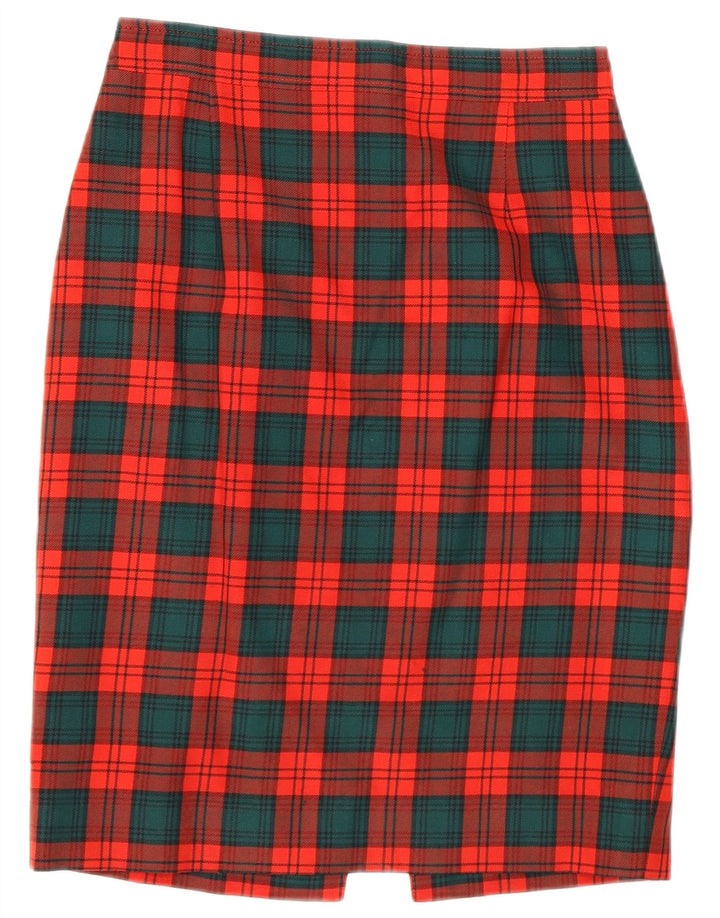 Vintage Womens Pencil Skirt IT 42 Medium W27 Red Check Wool
