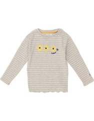 FAT FACE Girls Boat Neck Jumper Sweater 3-4 Years Grey Floral Cotton