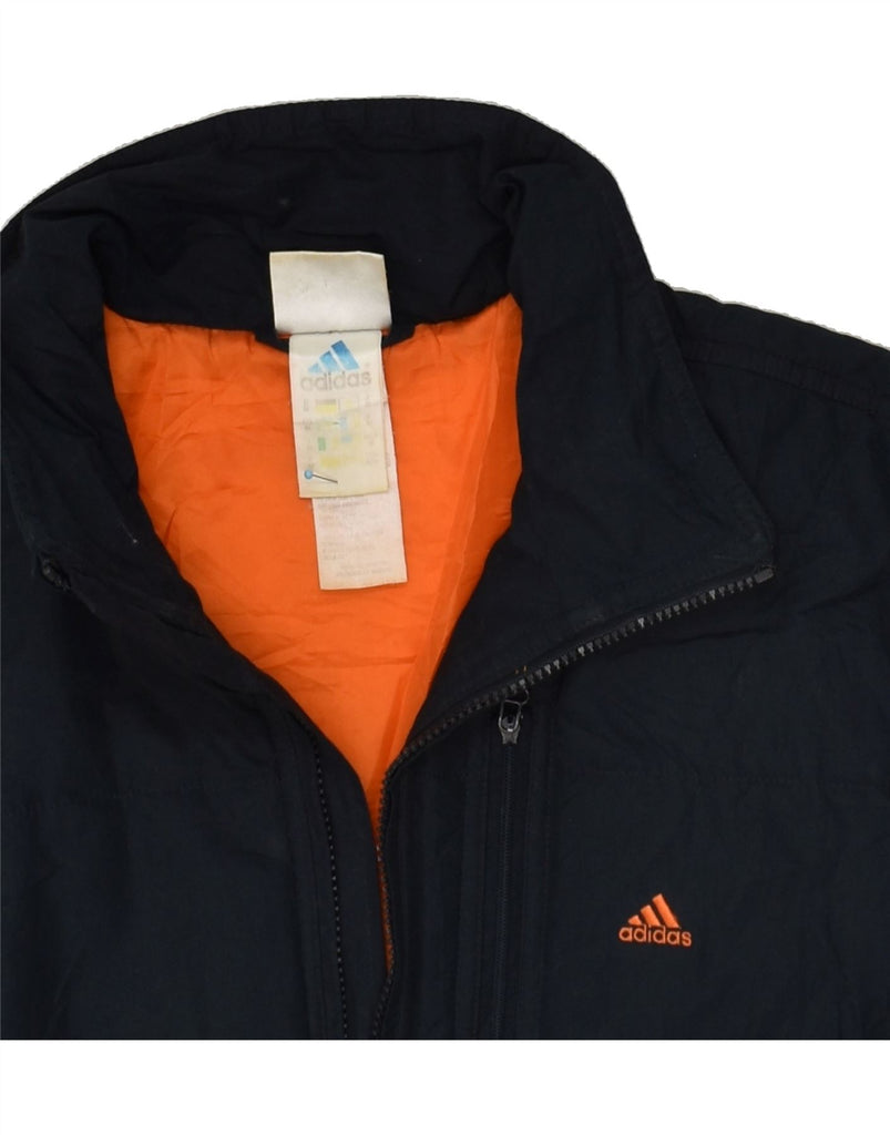 ADIDAS Mens Padded Jacket UK 38 Medium Navy Blue Polyester | Vintage Adidas | Thrift | Second-Hand Adidas | Used Clothing | Messina Hembry 