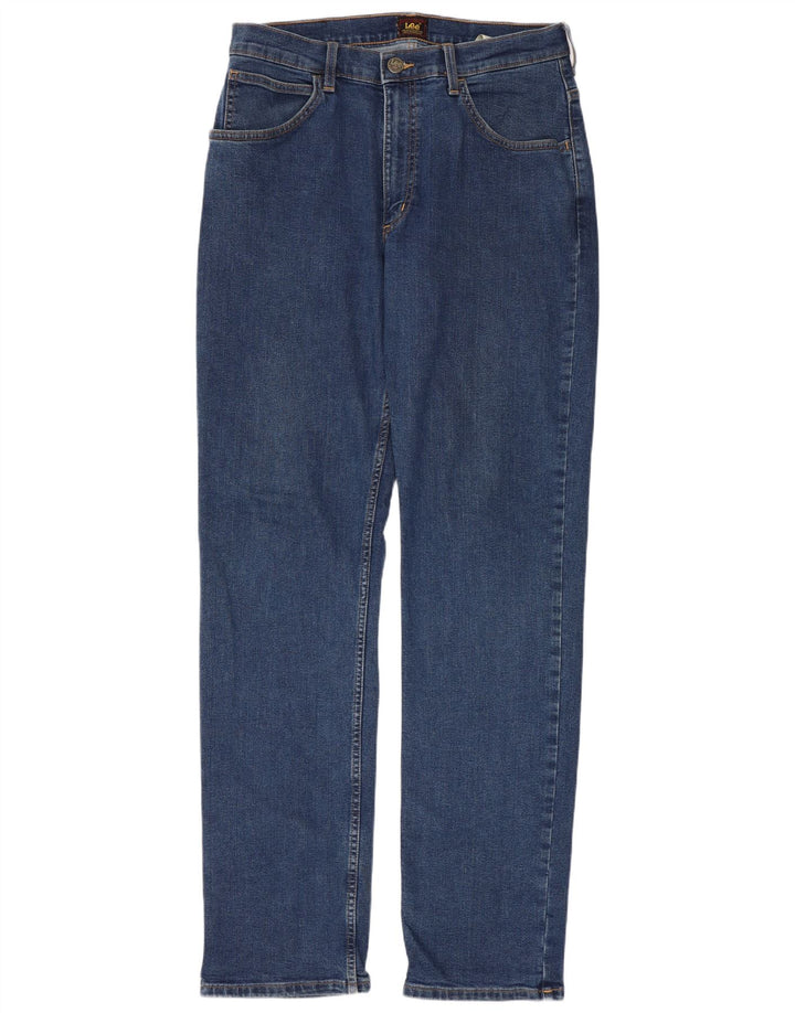 Lee Womens Regular Fit Straight Jeans W32 L34 Blue Cotton