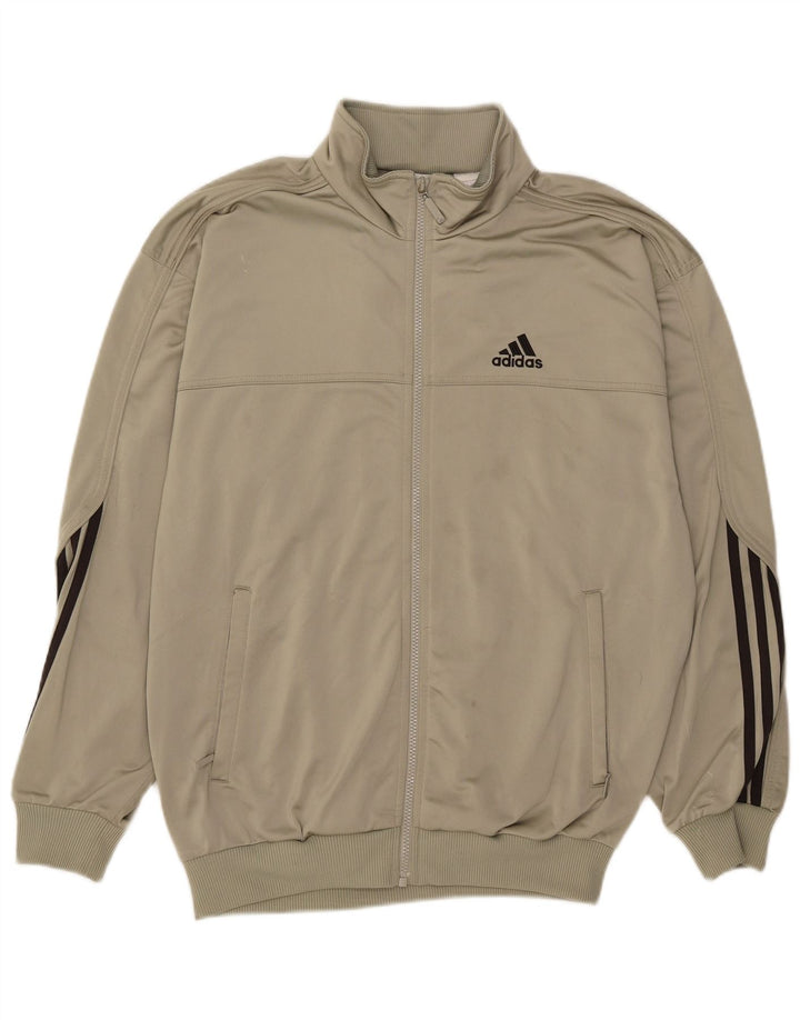 Adidas Mens Tracksuit Top Jacket UK 38/40 Medium Khaki Polyester