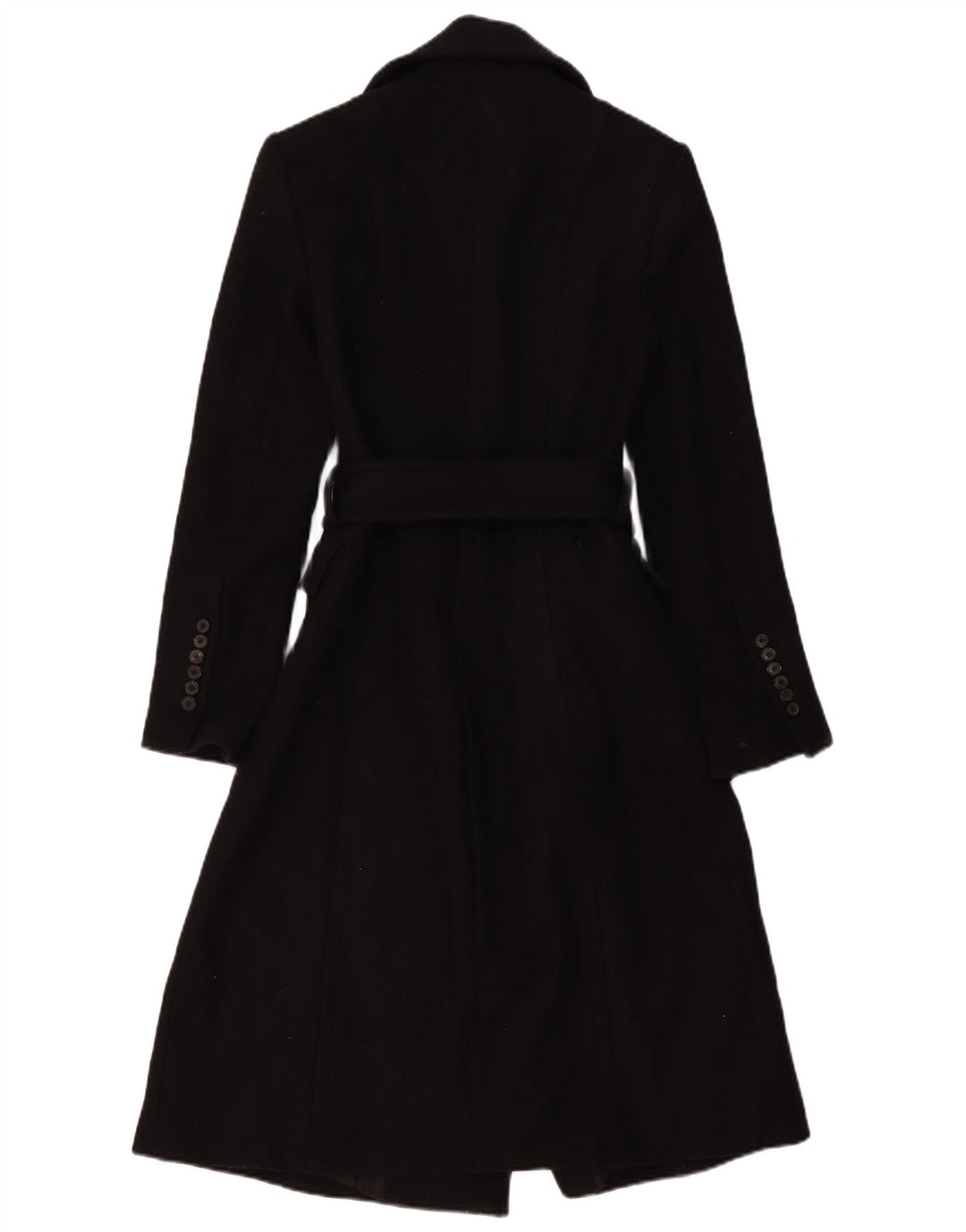 Zara Womens Double Breasted Coat UK 10 Small Black Wool