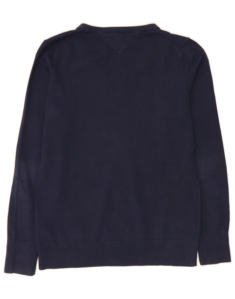TOMMY HILFIGER Womens V-Neck Jumper Sweater UK 16 Large Navy Blue Cotton Vintage Tommy Hilfiger and Second-Hand Tommy Hilfiger from Messina Hembry 