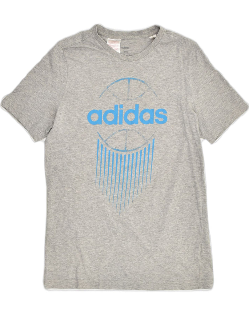 ADIDAS Boys Graphic T-Shirt Top 12-13 Years Large Grey Cotton | Vintage Adidas | Thrift | Second-Hand Adidas | Used Clothing | Messina Hembry 