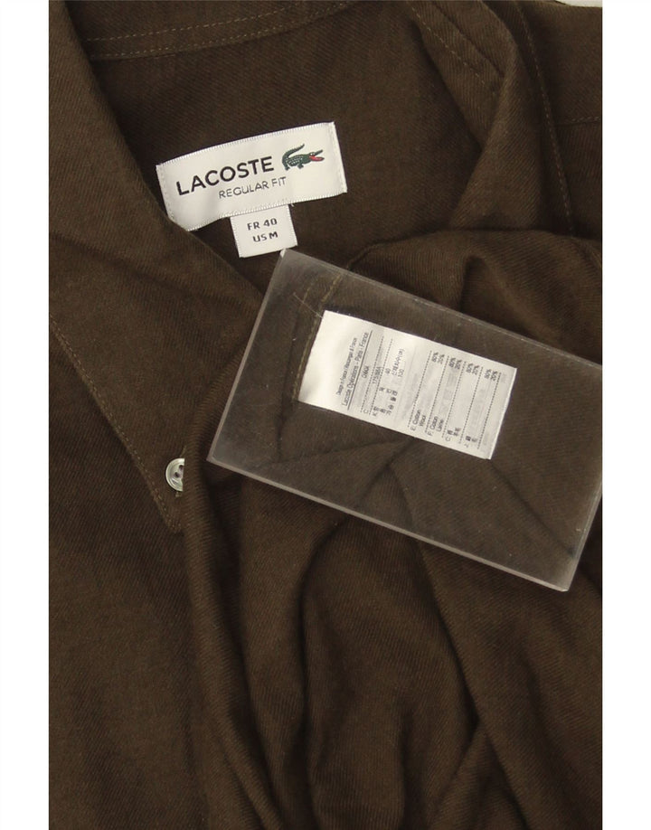LACOSTE Mens Regular Fit Shirt Size 40 Medium Khaki Cotton