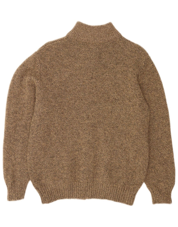 L.L.Bean Mens Full Zip Cardigan Sweater Medium Beige Flecked Lambswool