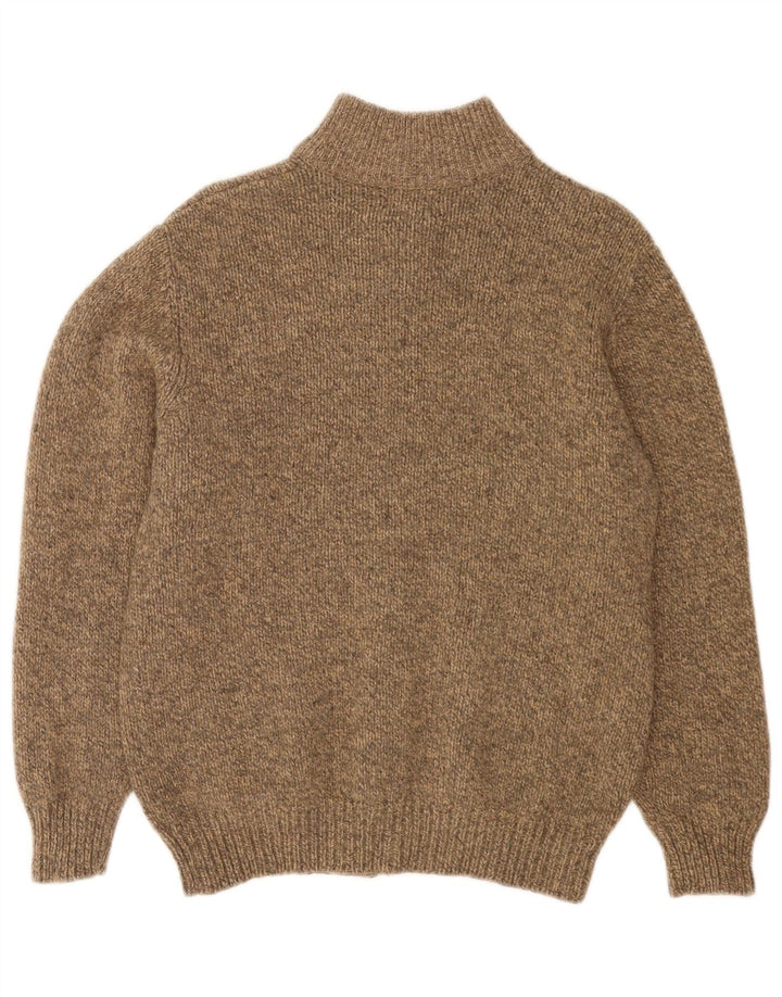 L.L.Bean Mens Full Zip Cardigan Sweater Medium Beige Flecked Lambswool