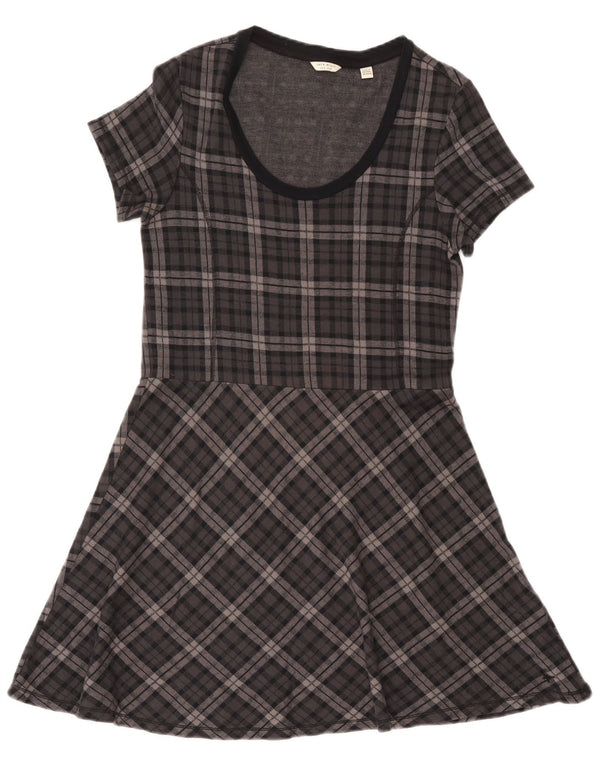 Jack Wills Womens A-Line Dress UK 14 Large Grey Check Cotton