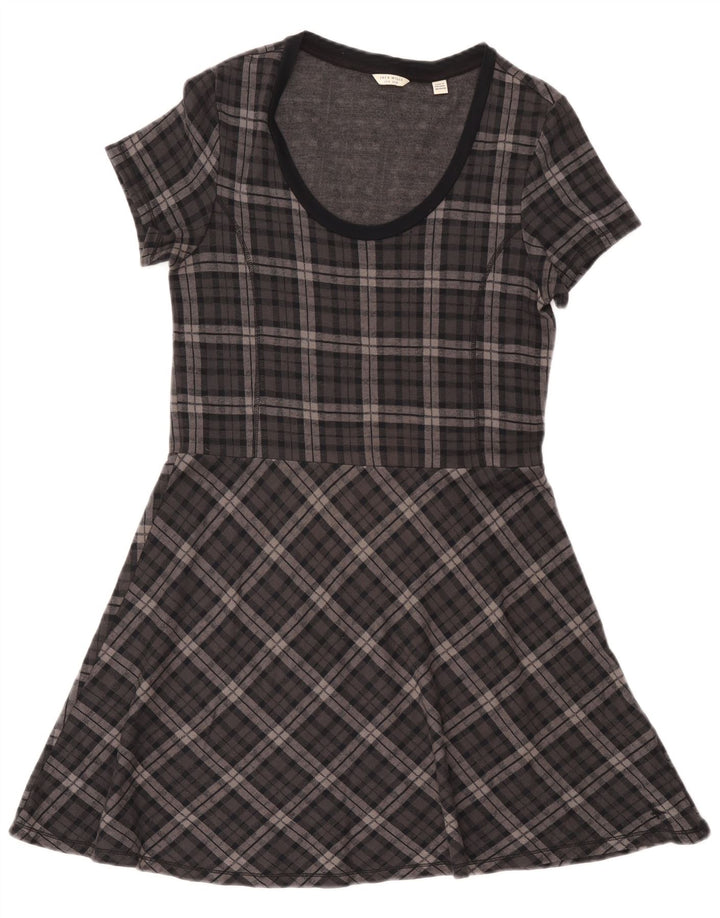 Jack Wills Womens A-Line Dress UK 14 Large Grey Check Cotton