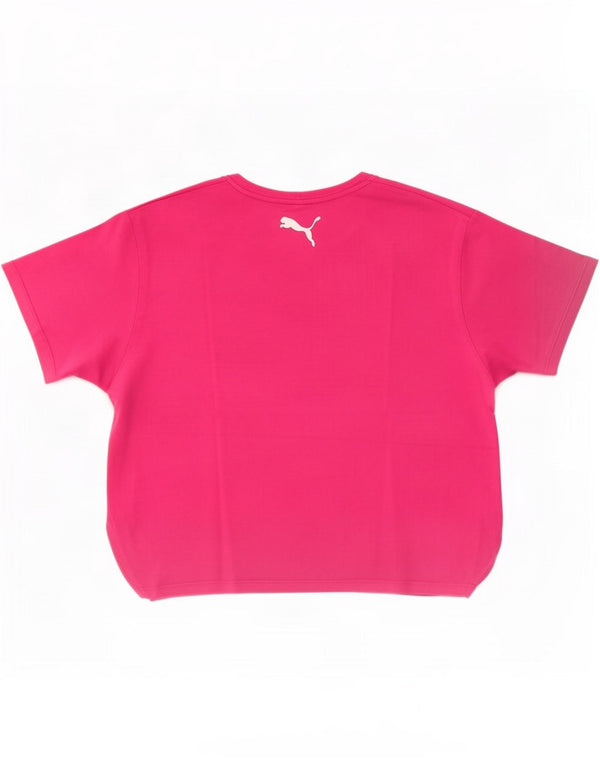 Puma Girls Crop Graphic T-Shirt Top 13-14 Years Pink Colourblock Cotton