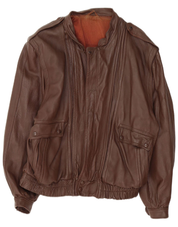 Vintage Mens Military Leather Jacket UK 36 Small Brown