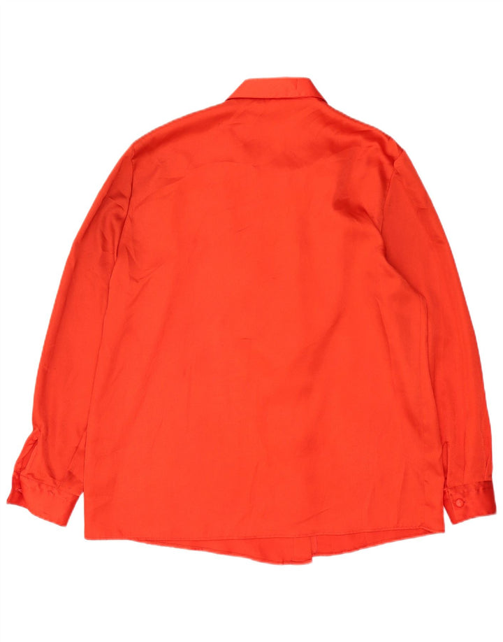 BIANCHI Womens Ruffle Front Shirt Blouse UK 18 XL Red Polyester