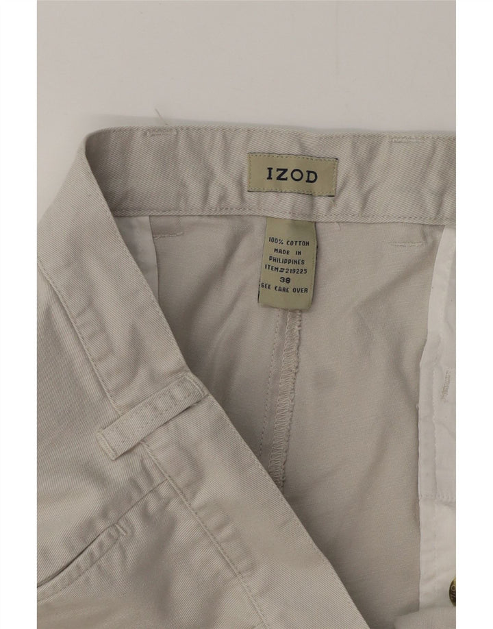 Izod Mens Pegged Chino Shorts W38 XL Grey Cotton