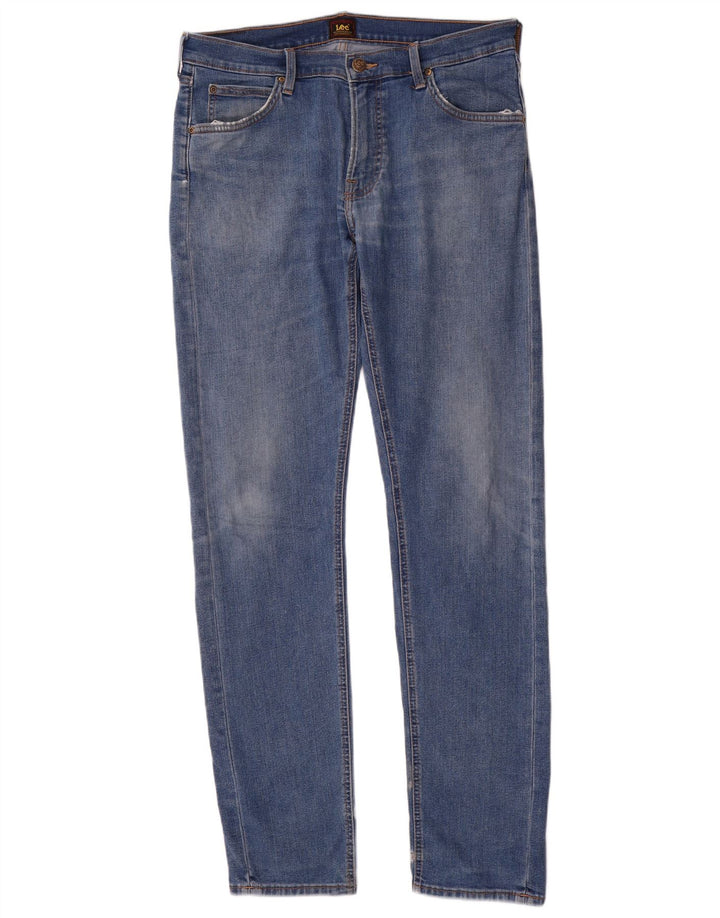 Lee Mens Regular Straight Jeans W32 L34 Blue Cotton