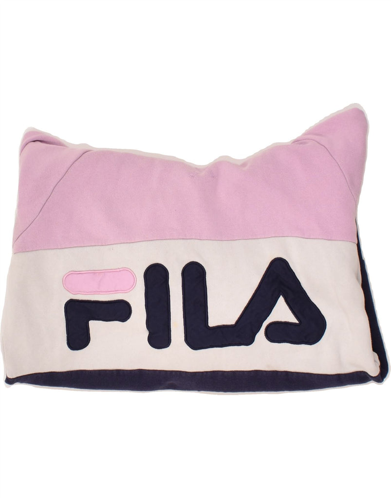 FILA Womens Graphic Hoodie Jumper UK 10 Small Pink Colourblock Cotton | Vintage Fila | Thrift | Second-Hand Fila | Used Clothing | Messina Hembry 