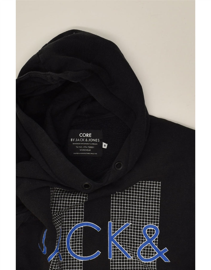 JACK & JONES Mens Core Graphic Hoodie Jumper Medium Black Cotton | Vintage Jack & Jones | Thrift | Second-Hand Jack & Jones | Used Clothing | Messina Hembry 