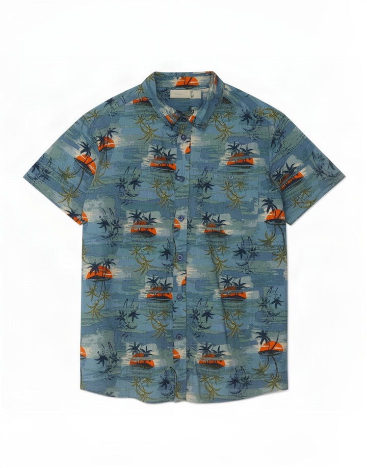 Mountain Warehouse Mens Abstract Pattern Shirt Medium Blue Hawaiian