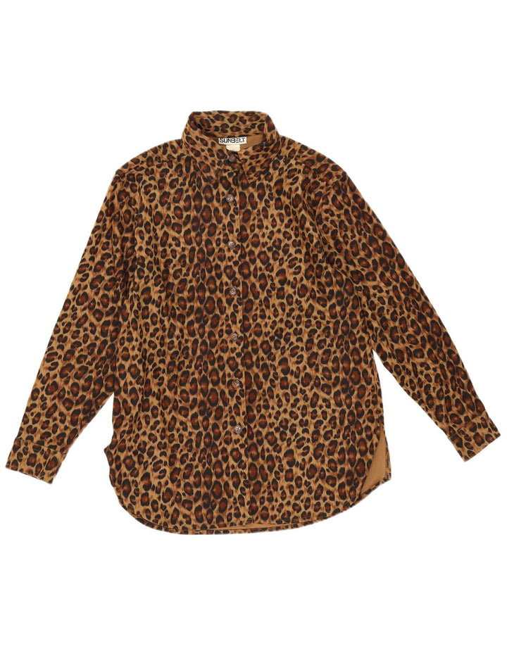 Sunbelt Womens Oversized Shirt UK 10 Small Brown Animal Print