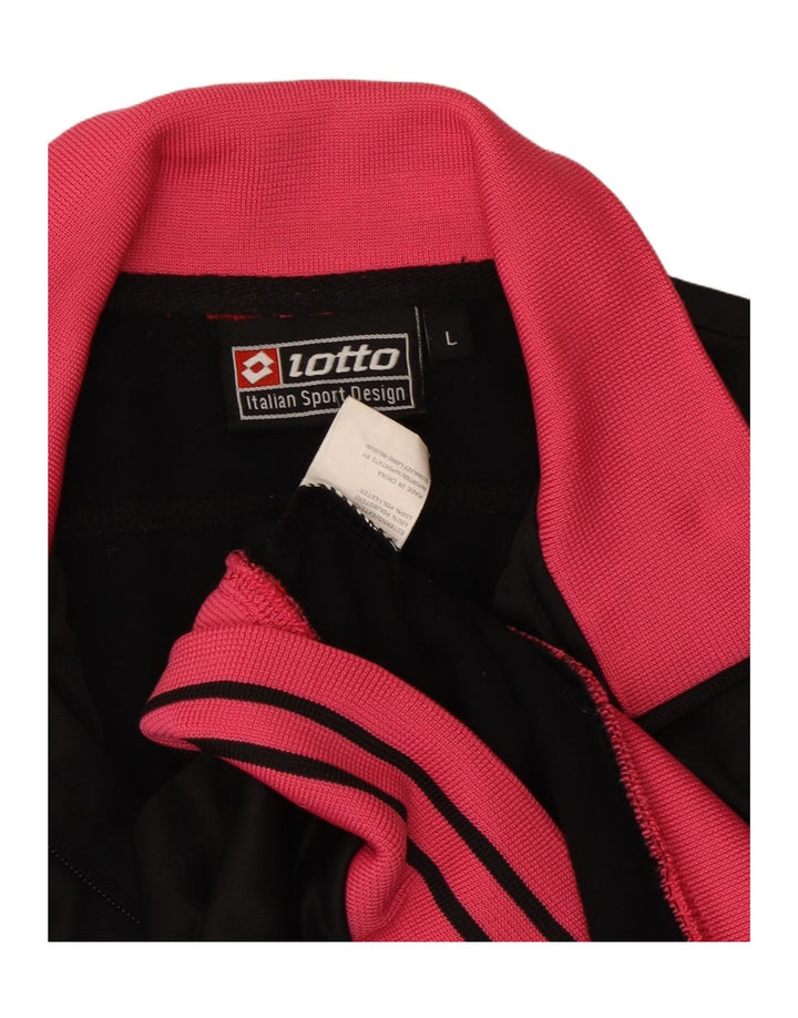 LOTTO Womens Tracksuit Top Jacket UK 14 Large Black Colourblock Polyester