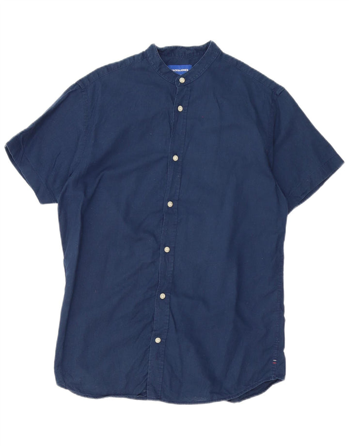 JACK & JONES Mens Short Sleeve Shirt Small Navy Blue Cotton