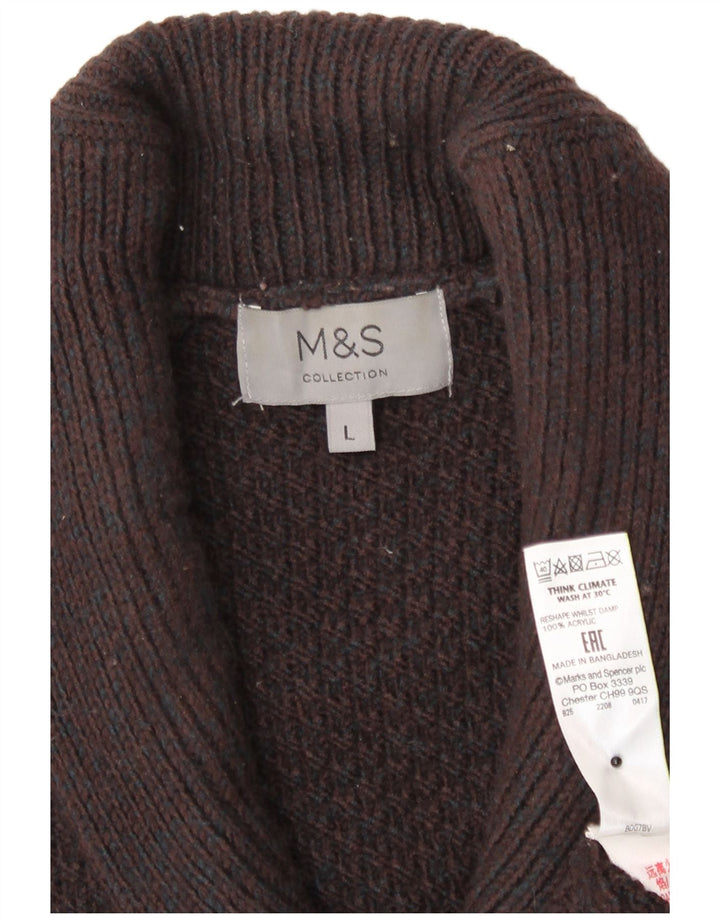 Marks & Spencer Mens Cardigan Sweater Large Brown Acrylic