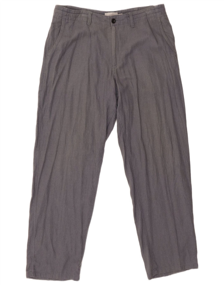 Marks & Spencer Mens Regular Fit Chino Trousers W34 L31 Grey Linen