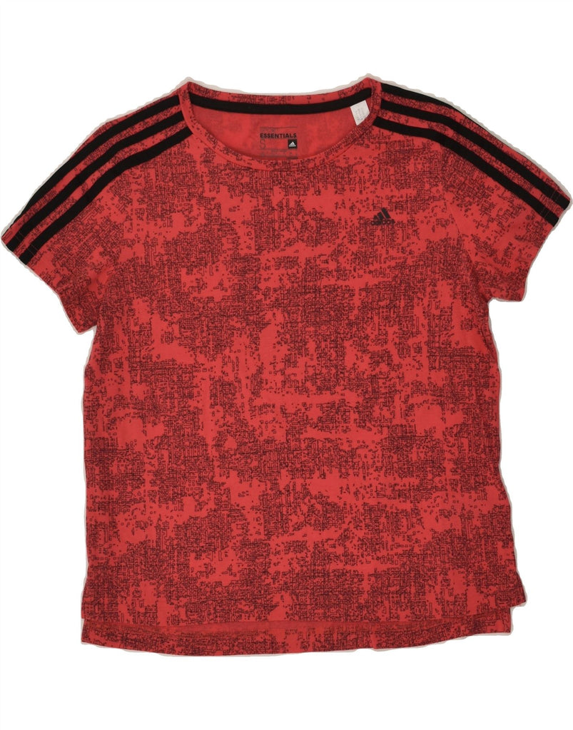 ADIDAS Womens Climalite T-Shirt Top UK 8/10 Small Red Geometric Polyester | Vintage Adidas | Thrift | Second-Hand Adidas | Used Clothing | Messina Hembry 