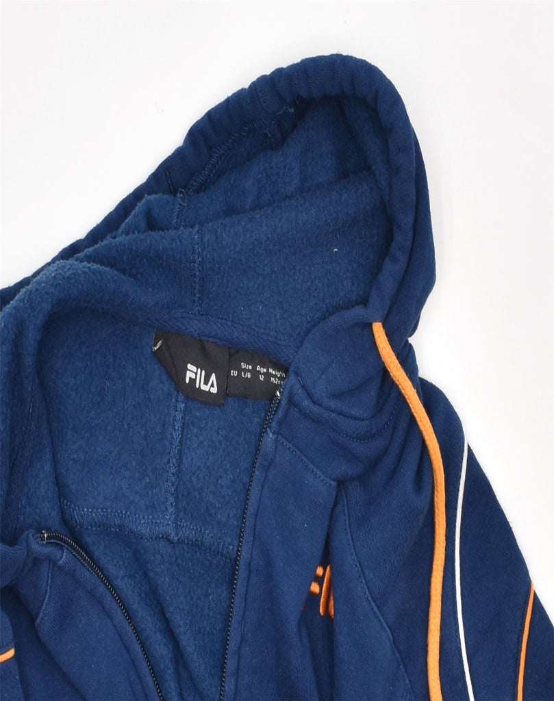 FILA Boys Graphic Zip Hoodie Sweater 11-12 Years Navy Blue Cotton | Vintage | Thrift | Second-Hand | Used Clothing | Messina Hembry 