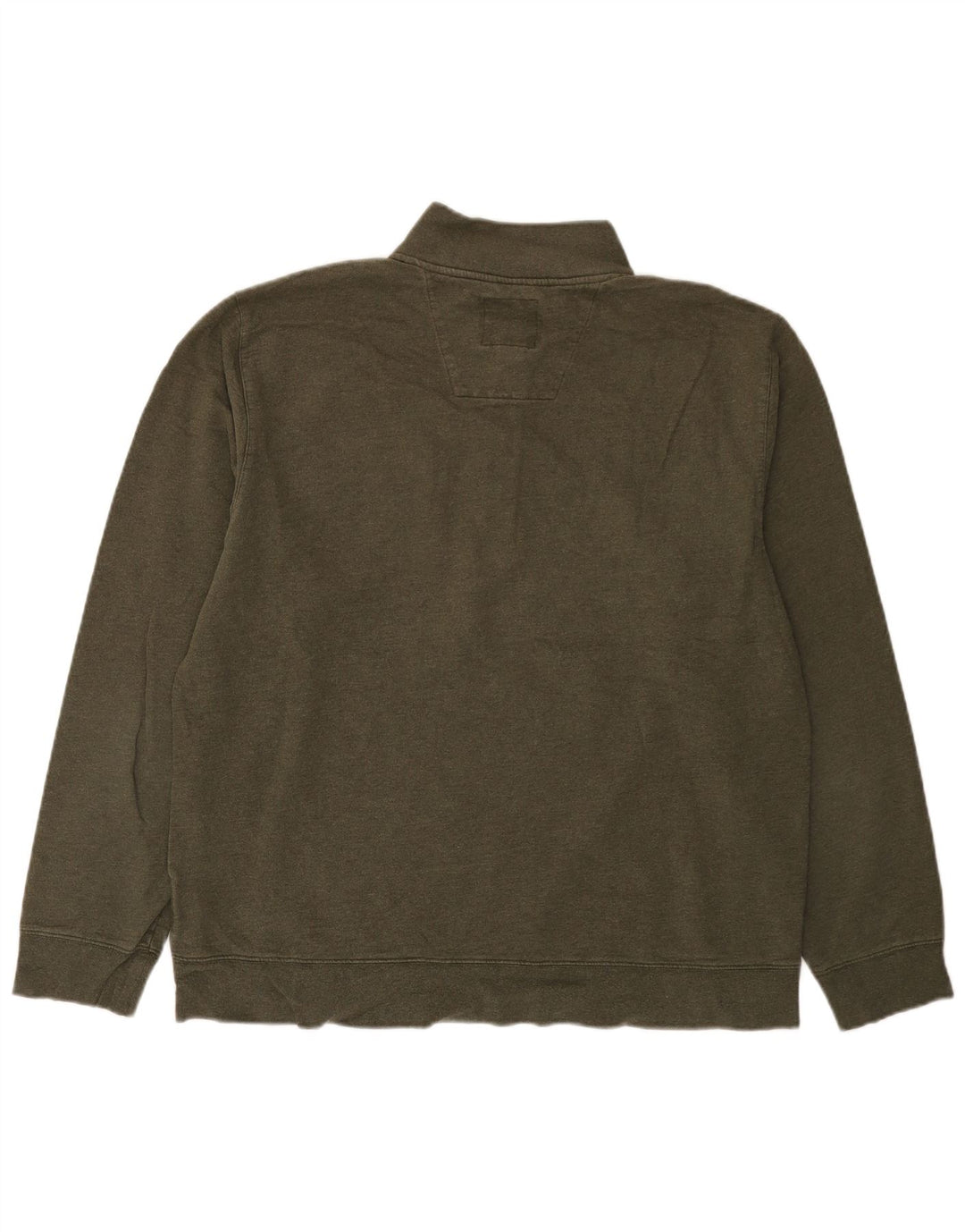 Brooks Brothers Mens Zip Neck Sweatshirt Jumper XL Khaki Cotton