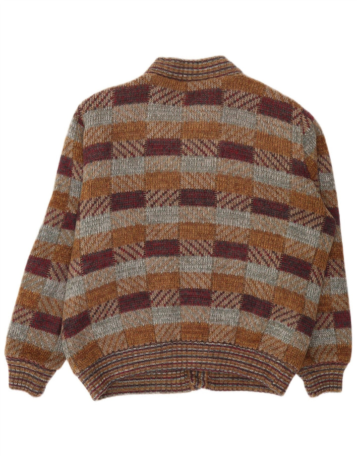 Vintage Mens Cardigan Sweater XL Multicoloured Check