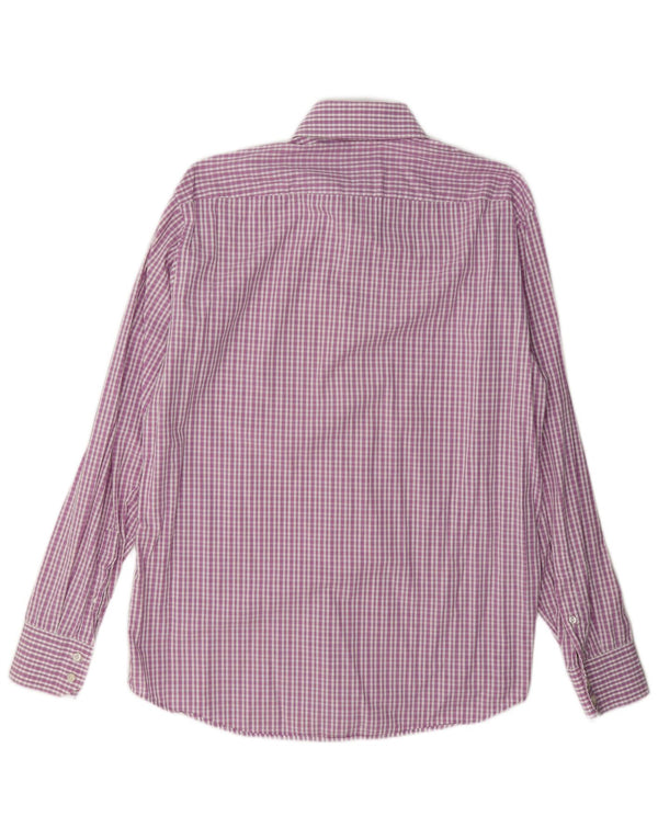 Hugo Boss Mens Regular Fit Shirt Size 41 16 Large Pink Check Cotton