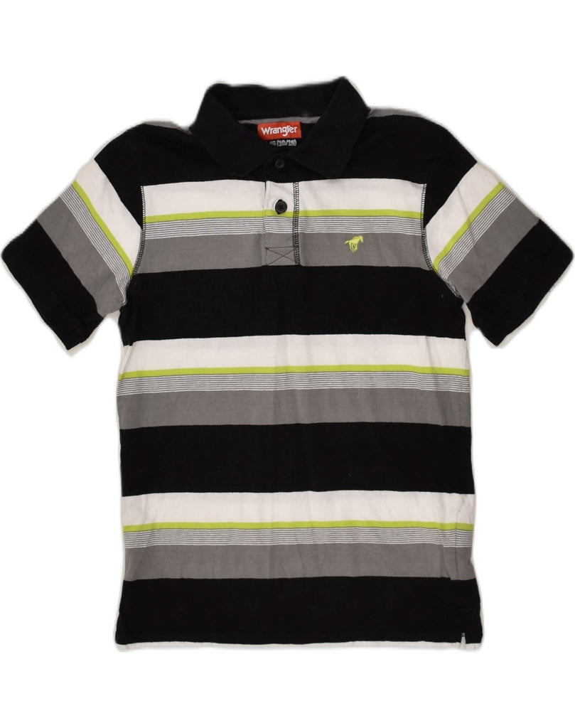 WRANGLER Boys Polo Shirt 10-11 Years Large Black Striped Cotton | Vintage Wrangler | Thrift | Second-Hand Wrangler | Used Clothing | Messina Hembry 