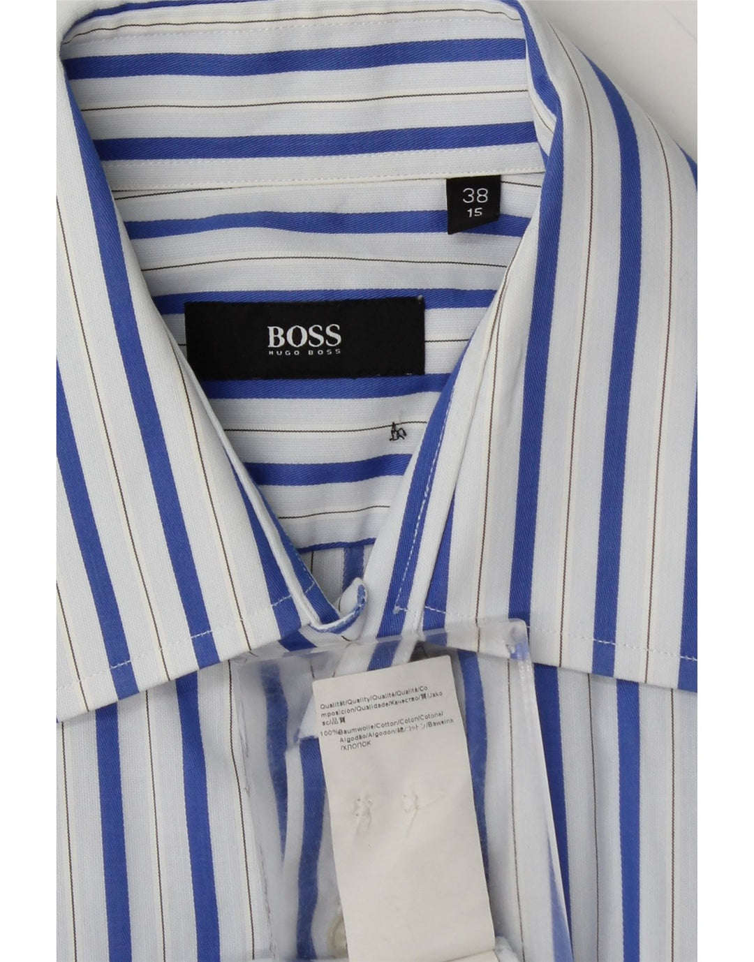 HUGO BOSS Mens Formal Shirt Size 38 15 Medium Blue Striped Cotton