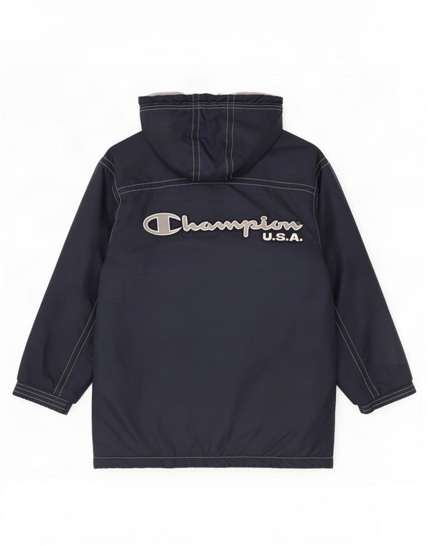 Champion Boys Graphic Hooded Windbreaker Jacket 11-12 Years Navy Blue