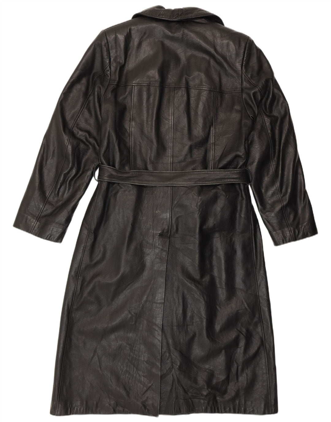 PASCUCCI Mens Double Breasted Leather Coat IT 50 Large Black Leather