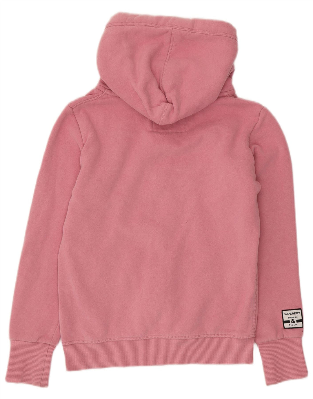 SUPERDRY Womens Graphic Zip Hoodie Sweater UK 10 Small Pink Cotton