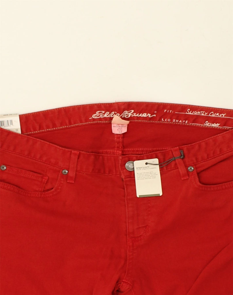 EDDIE BAUER Womens Slightly Curvy Curvy Skinny Jeans US 12 Large W34 L30  Red | Vintage Eddie Bauer | Thrift | Second-Hand Eddie Bauer | Used Clothing | Messina Hembry 