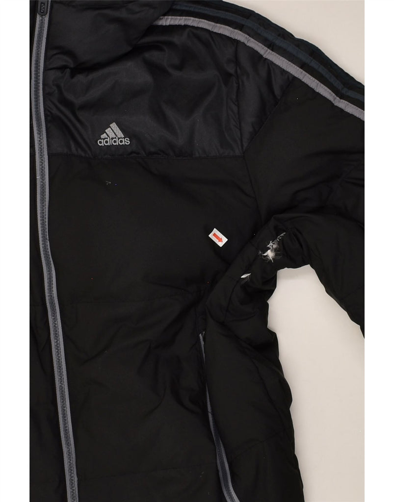 ADIDAS Mens Hooded Padded Jacket UK 38 Medium Black Colourblock Polyester | Vintage Adidas | Thrift | Second-Hand Adidas | Used Clothing | Messina Hembry 