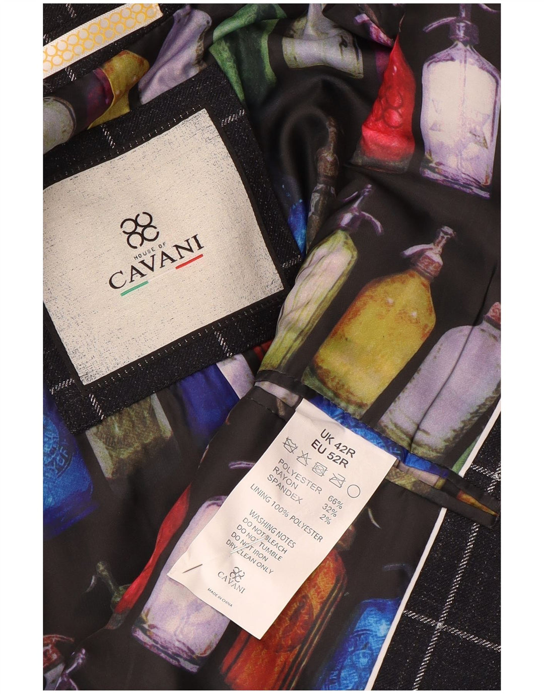 Cavani Mens 2 Button Blazer Jacket UK 42 XL Navy Blue Check Polyester