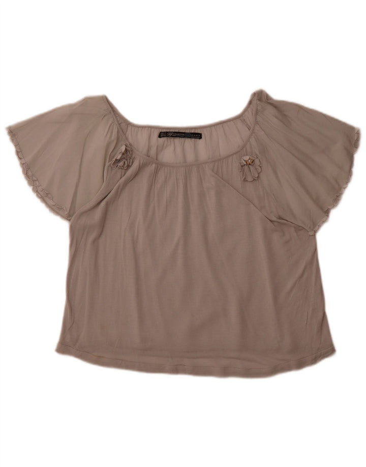 ZARA Womens Blouse Top UK 10 Small Grey