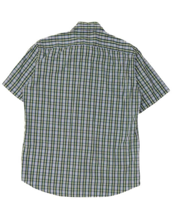 Hugo Boss Mens Short Sleeve Shirt Medium Blue Check Cotton