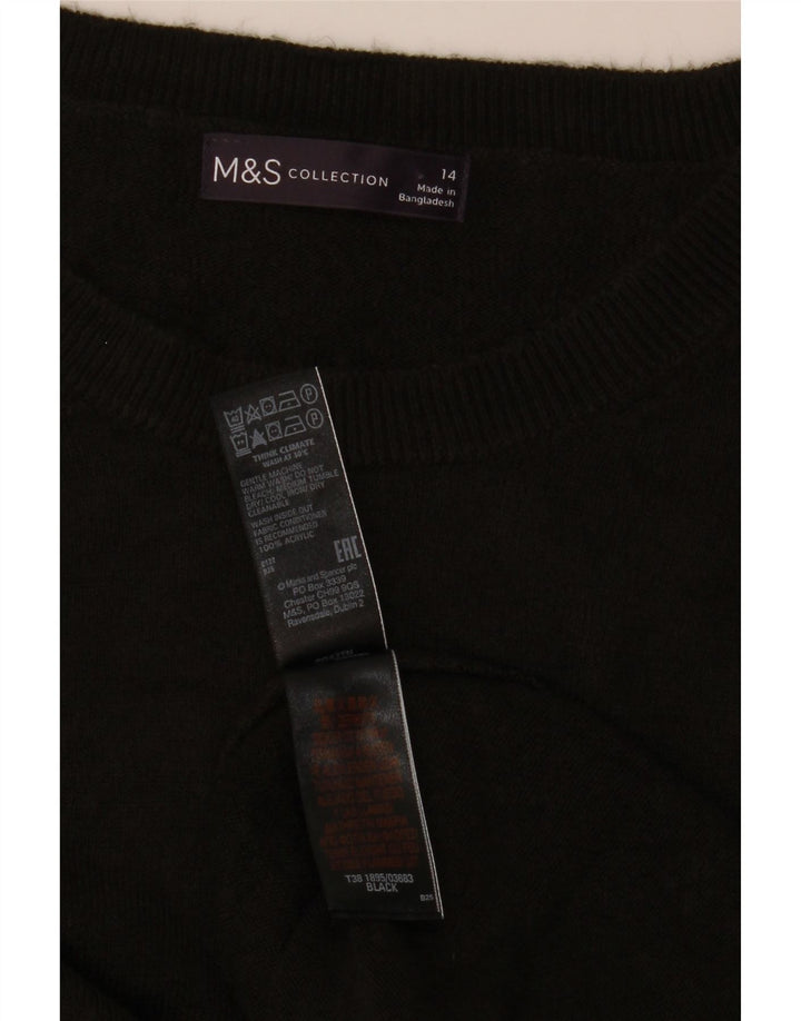 Marks & Spencer Womens Crew Neck Jumper Sweater UK 14 Medium Black Acrylic