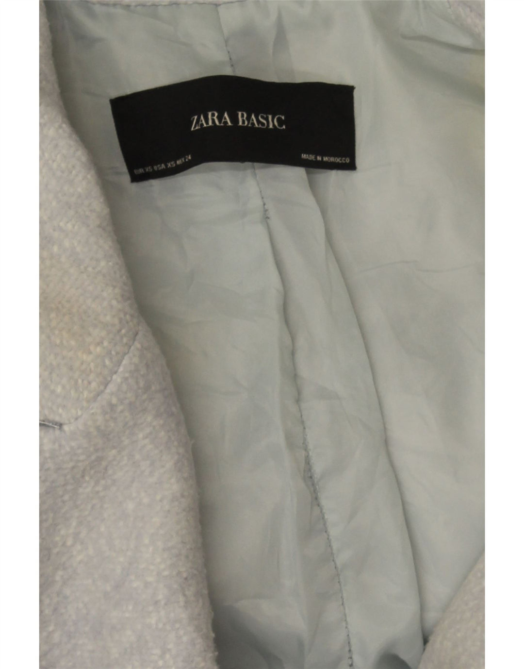 Zara Womens Oversized Double Breasted Coat UK 6 XS Blue Flecked
