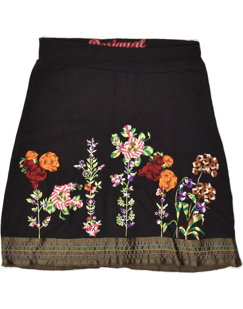 DESIGUAL Womens Graphic A-Line Skirt Small W34  Black Floral | Vintage Desigual | Thrift | Second-Hand Desigual | Used Clothing | Messina Hembry 