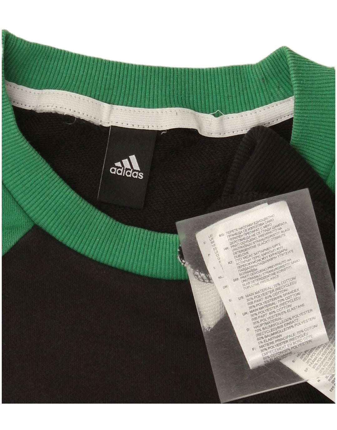 Adidas Mens Sweatshirt Jumper Medium Black Colourblock Cotton