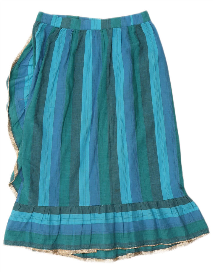 Vintage Womens Ruffle Skirt W24 XS Blue Striped
