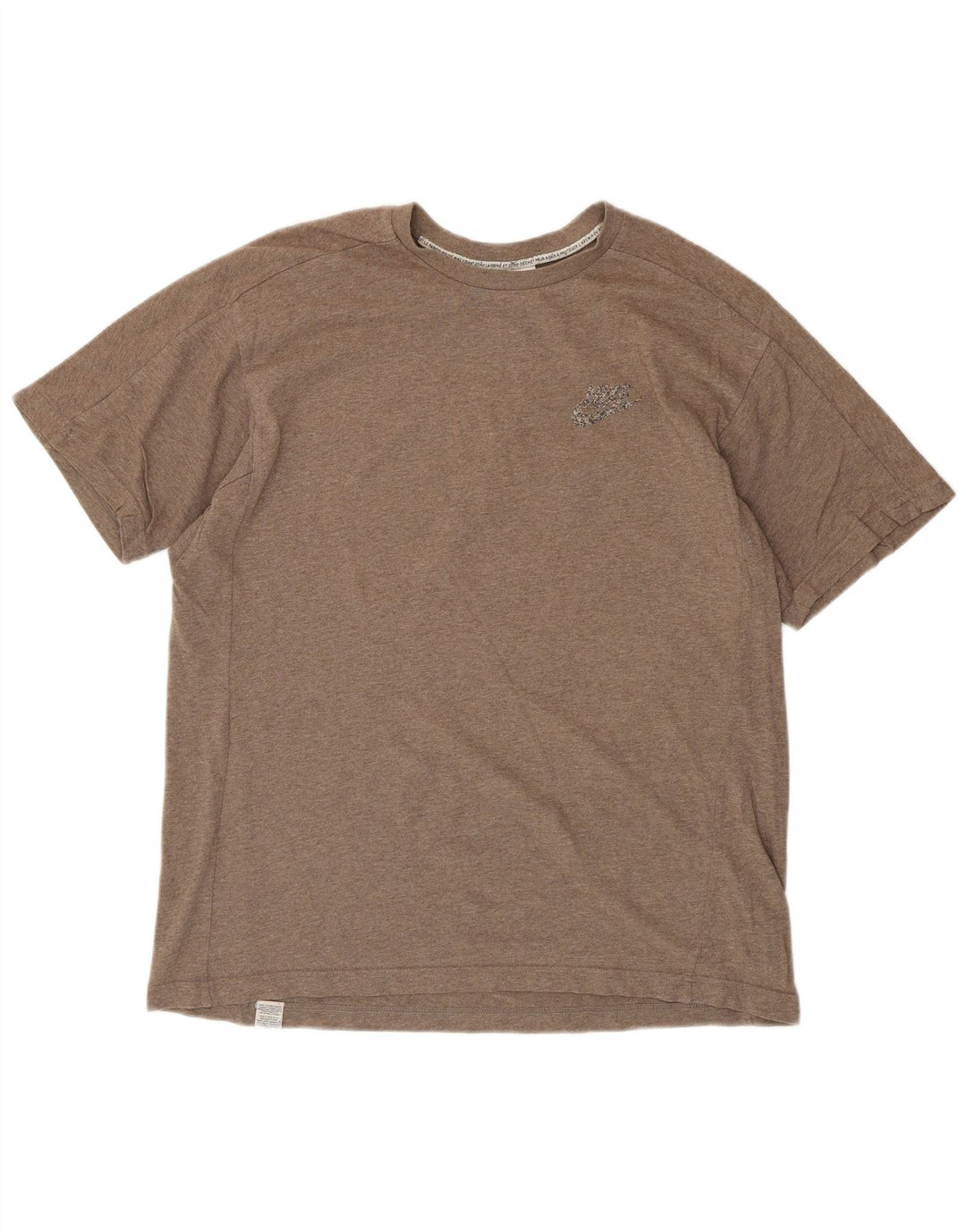 NIKE Mens T-Shirt Top Large Brown Cotton